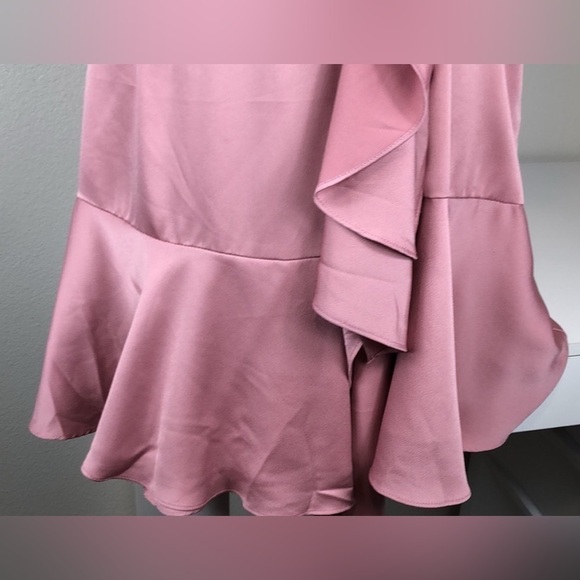 KEEPSAKE THE LABEL THIS MOMENT SATIN WRAP PINK TIE BOW MINI DRESS - Picture 5 of 11